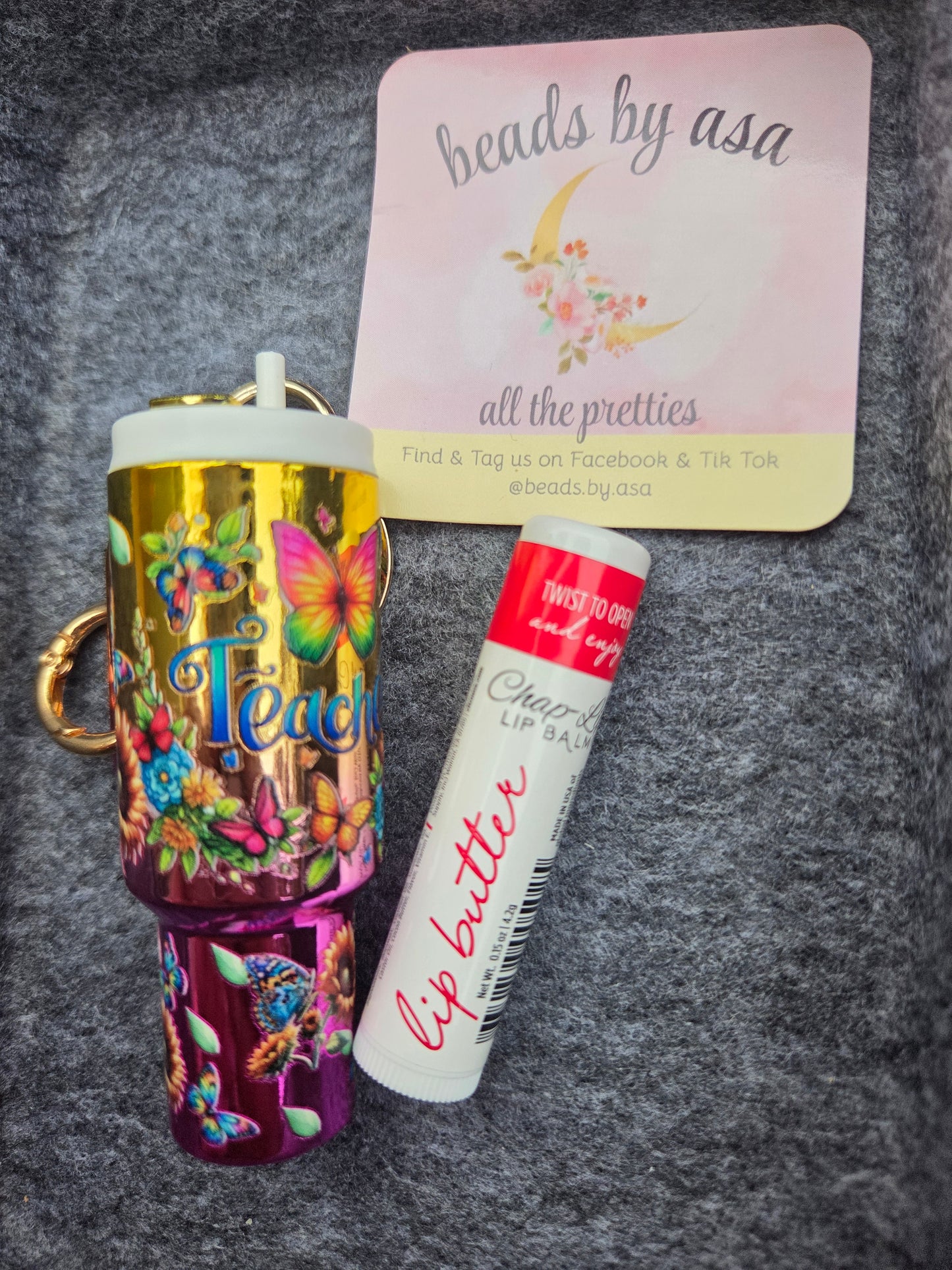 Mini Tumbler Lip balm holder- keychain style