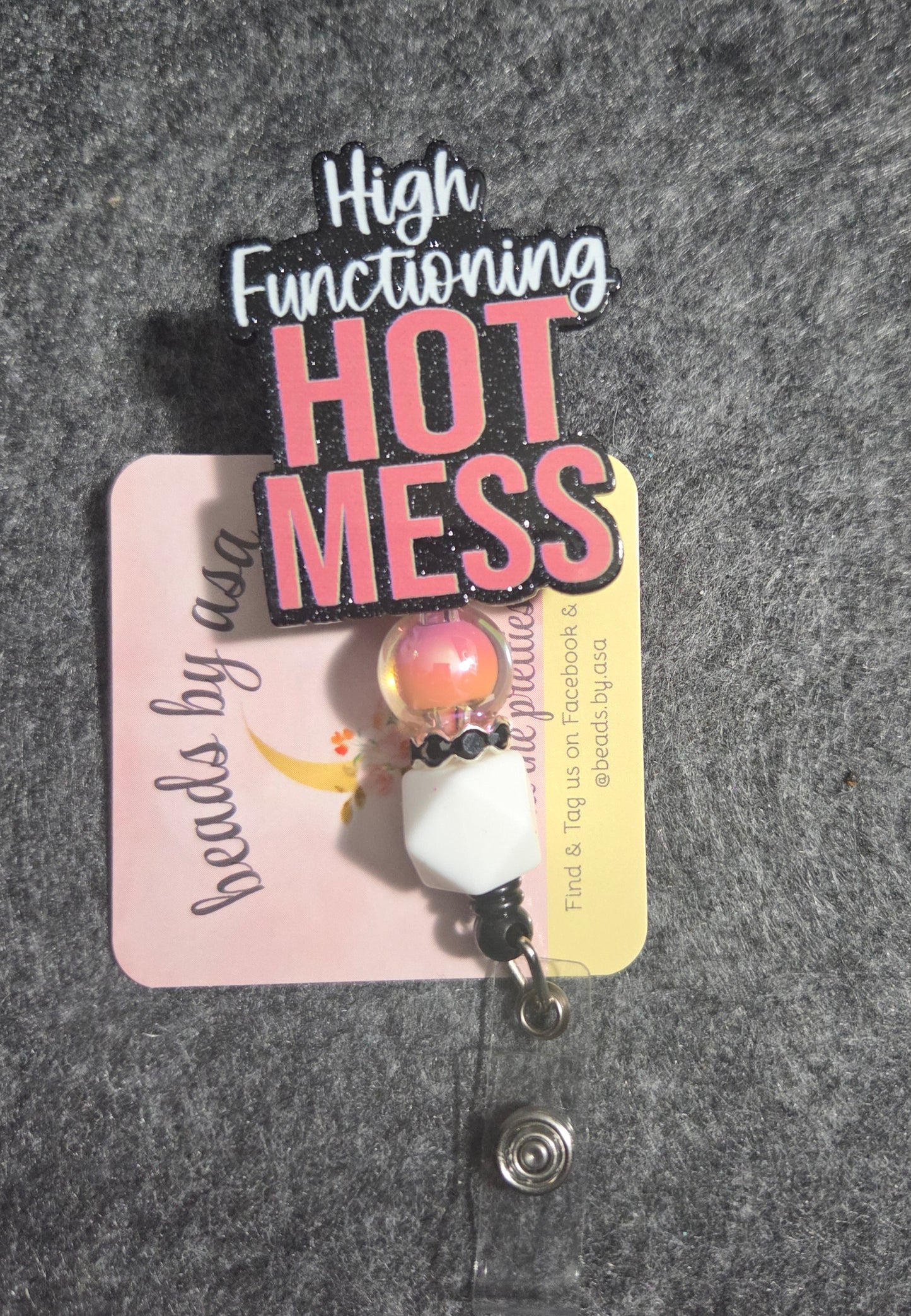 beaded badge reel