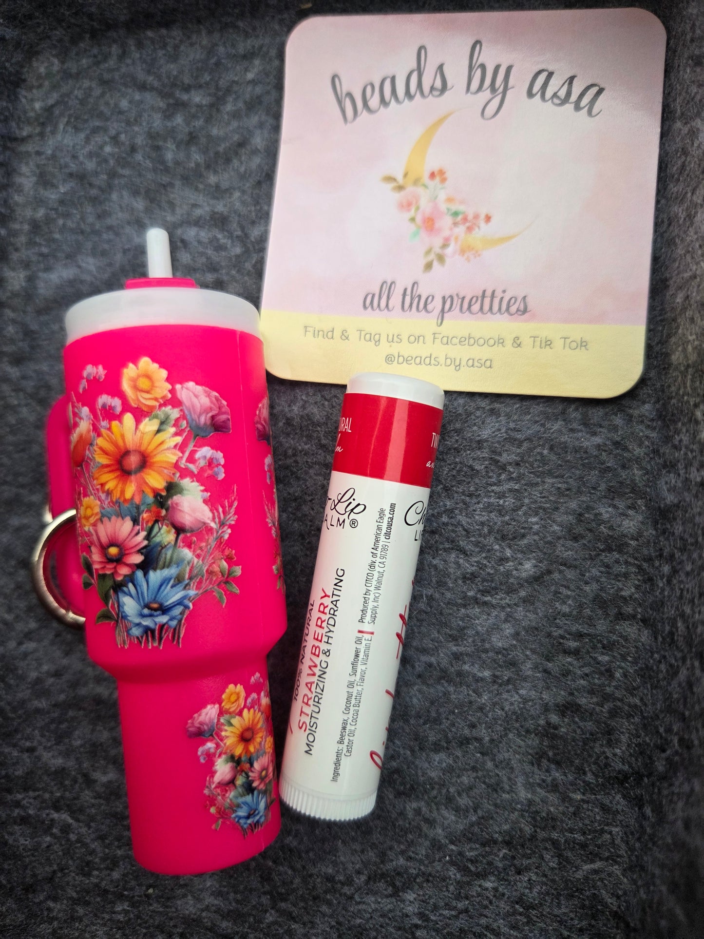 Mini Tumbler Lip balm holder- keychain style