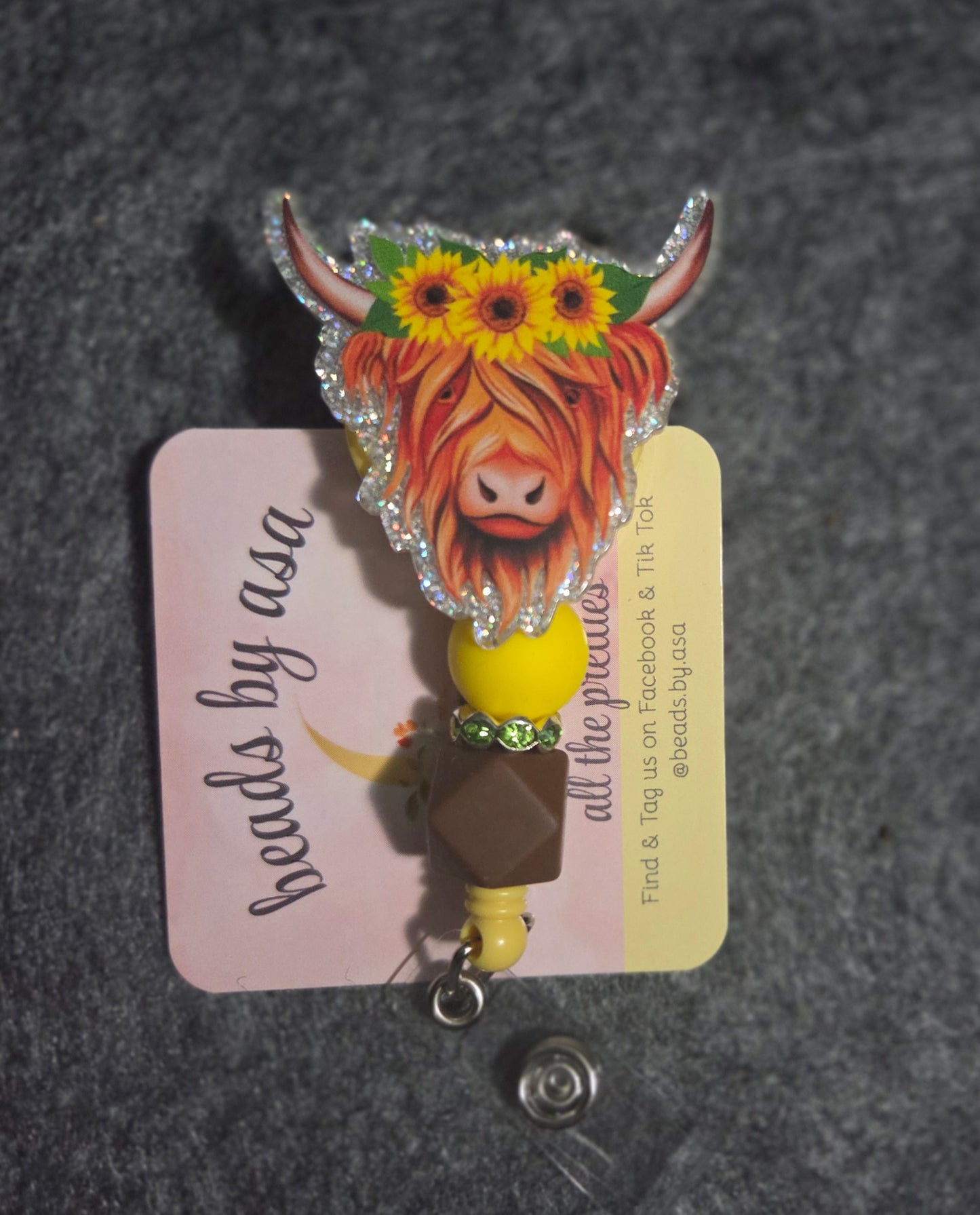 beaded badge reel