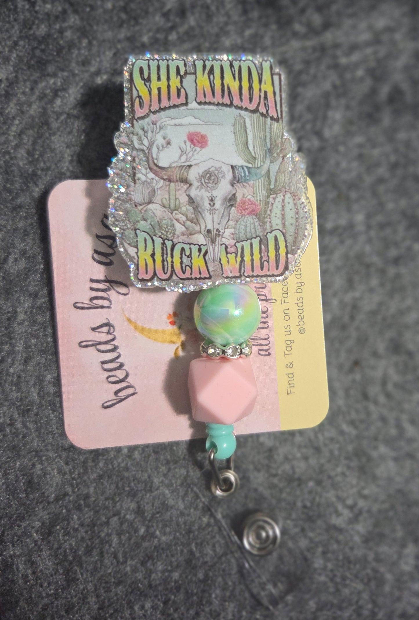 beaded badge reel